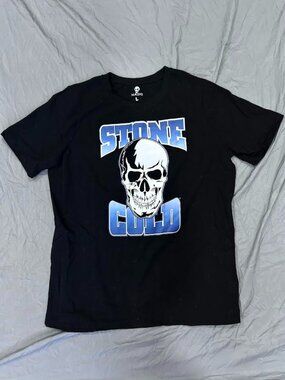 WWE Stone Cold Steve Austin Blue Smoke Skull Graphic Tee.